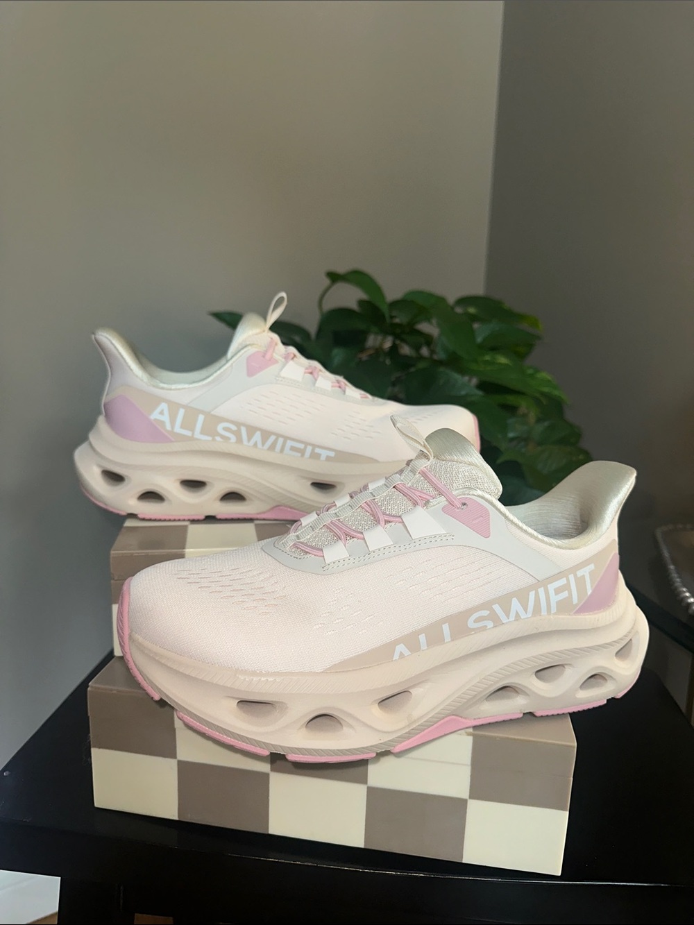 Women's ALLSwifit Pink Cushioned slip in
Athletic Sneakers size 8.5 EUC
